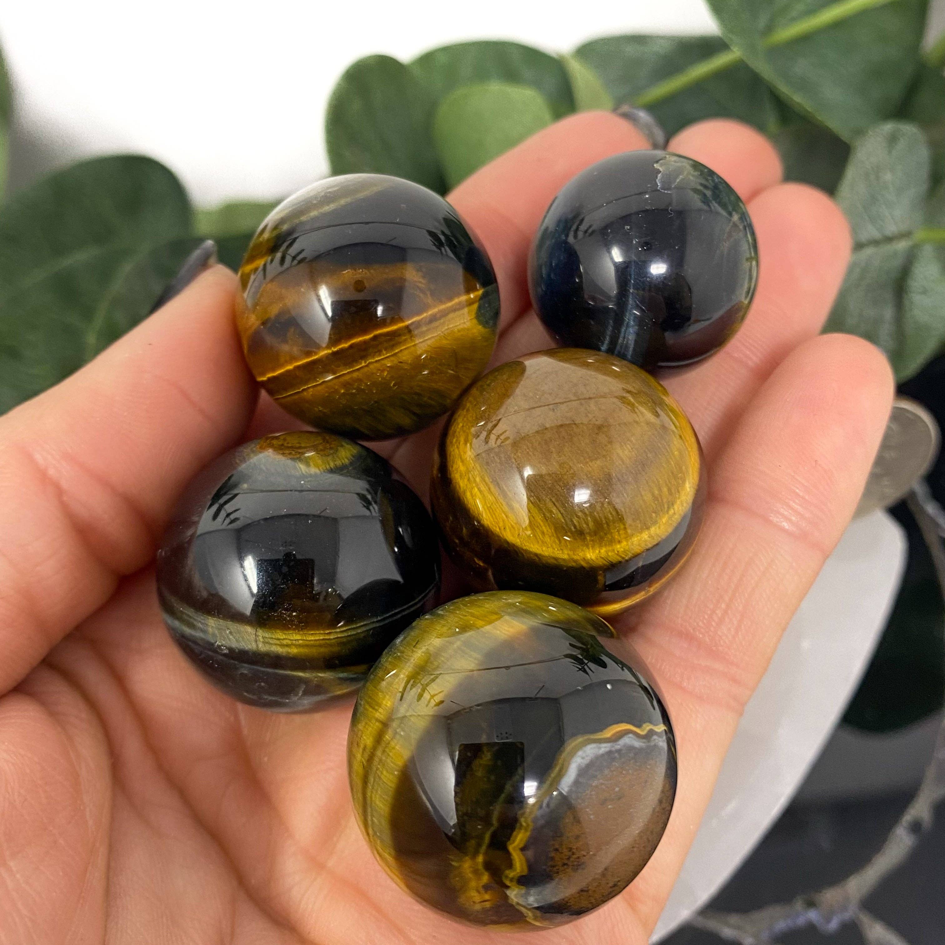 Yellow & Blue Tiger Eye Mini Spheres