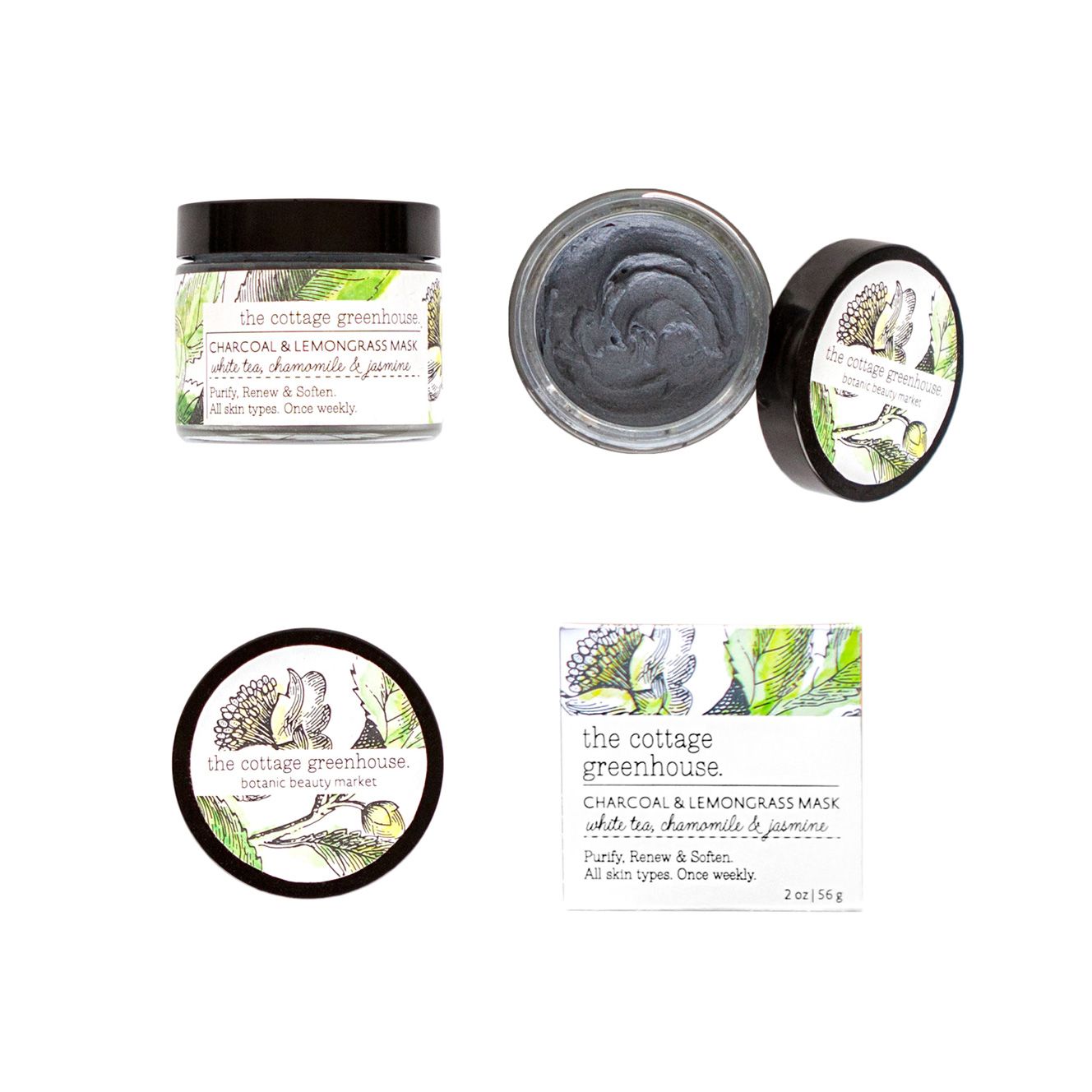 The Cottage Greenhouse Charcoal + Lemongrass Face Mask