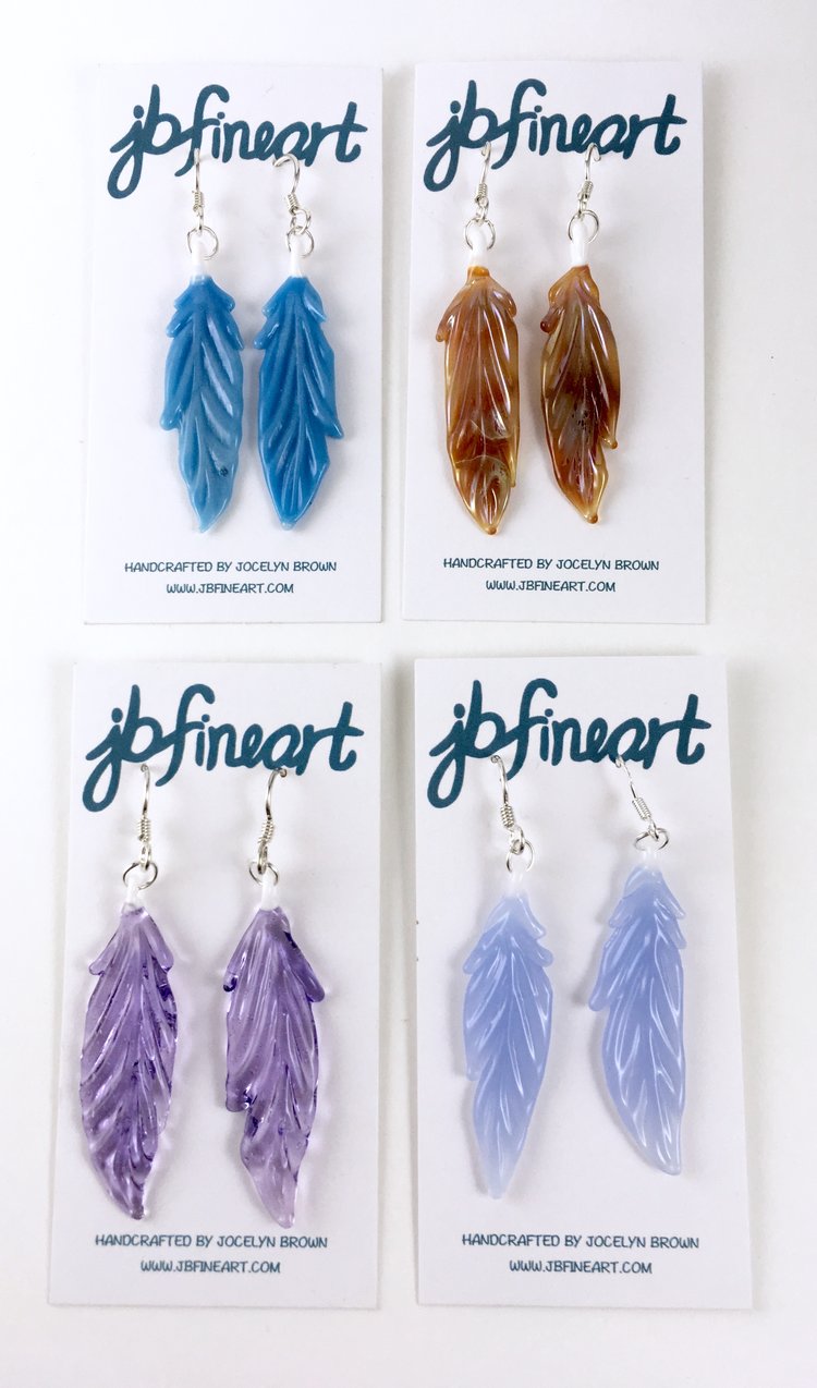 Glass feather earrings